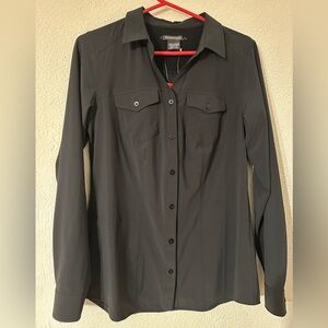 Exofficio Kizmet Shirt Women Black Long Sleeve Button Up Lightweight NWT Size M